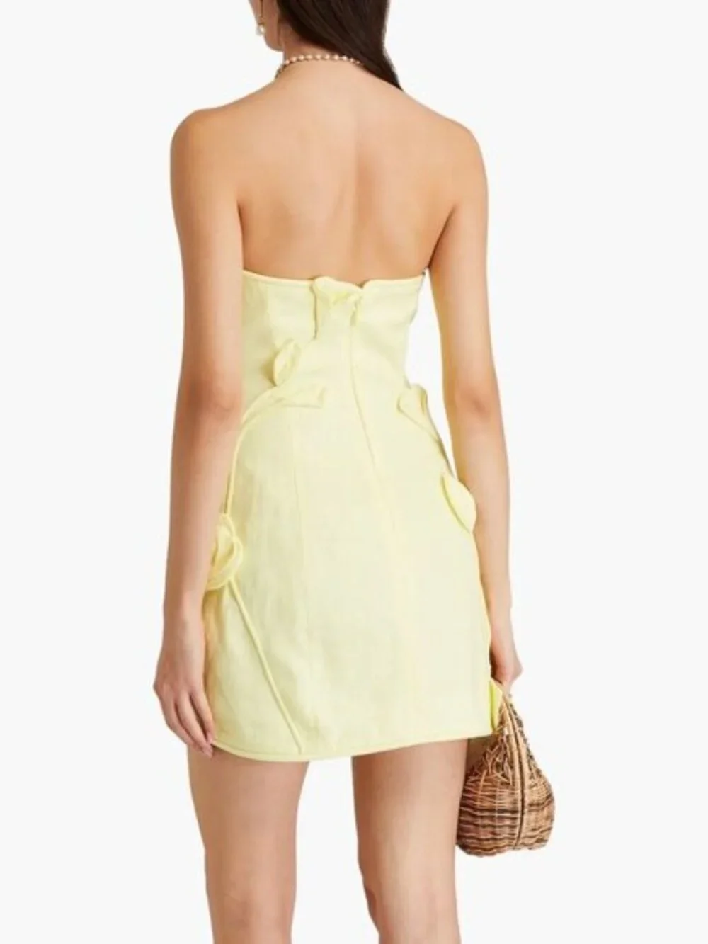 ZIMMERMANN Strapless floral-appliquéd linen mini dress - Picture 2 of 11